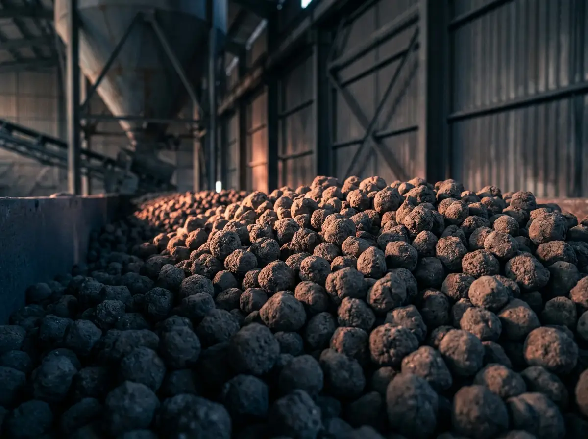 Cement clinker nodules in bulk storage